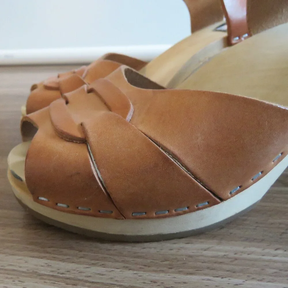 SWEDISH HASBEENS Leather Wooden Clogs 9.5-10 / NEED GONE! Make offer - Picture 4 of 15